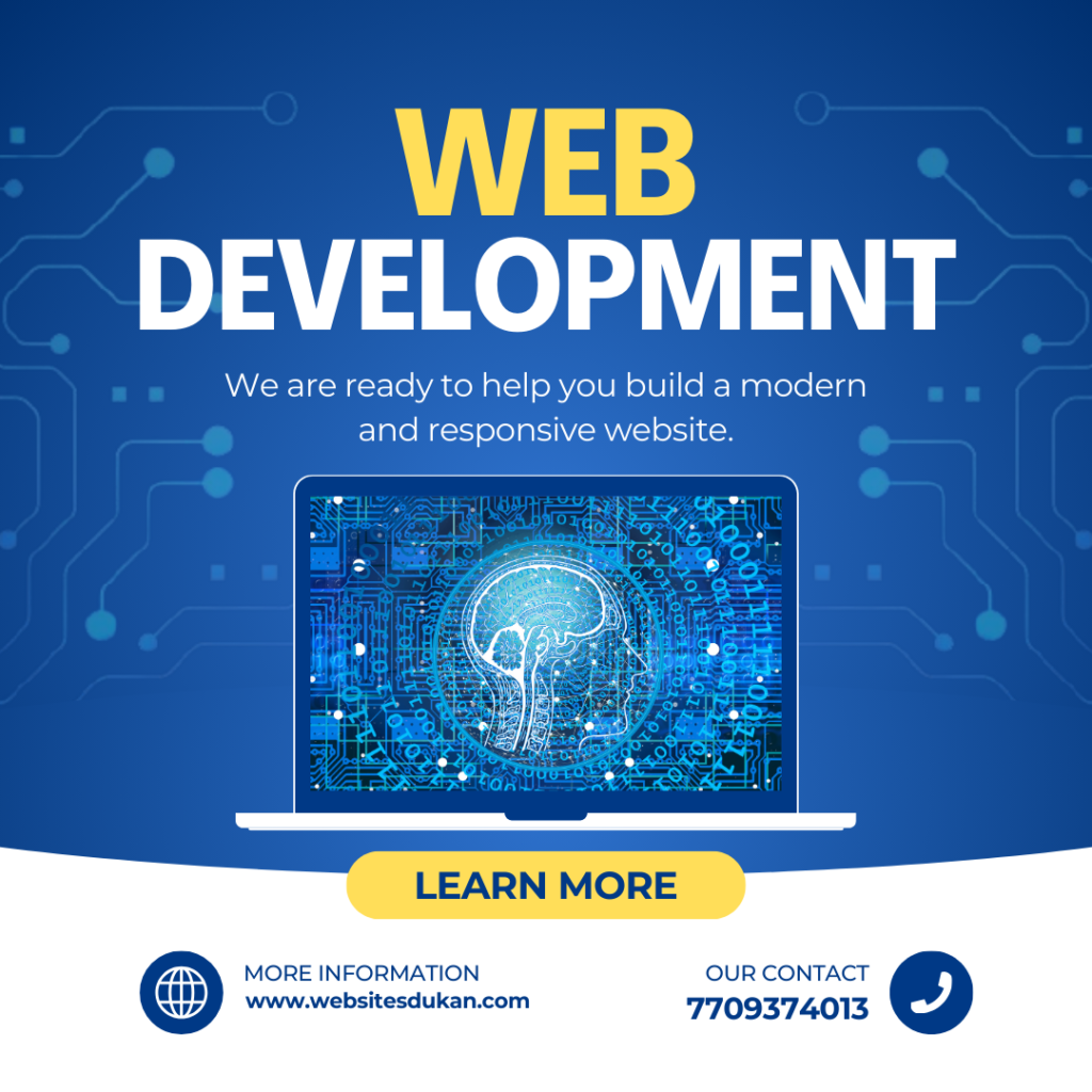 Blue and Yellow Minimalist Web Development Instagram Post